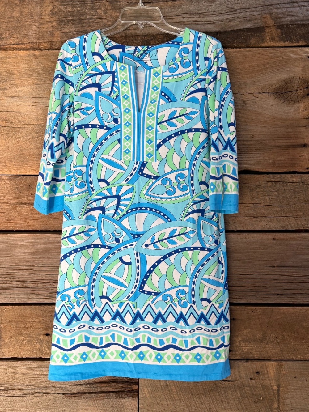 Rezobay Colorful Shift dress, Blue/green/white, Size Med